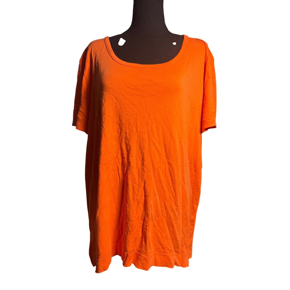 Ann Taylor Womens XXL Orange Scoop Neck Short Sleeve Relaxed Fit T-Shirt Tee